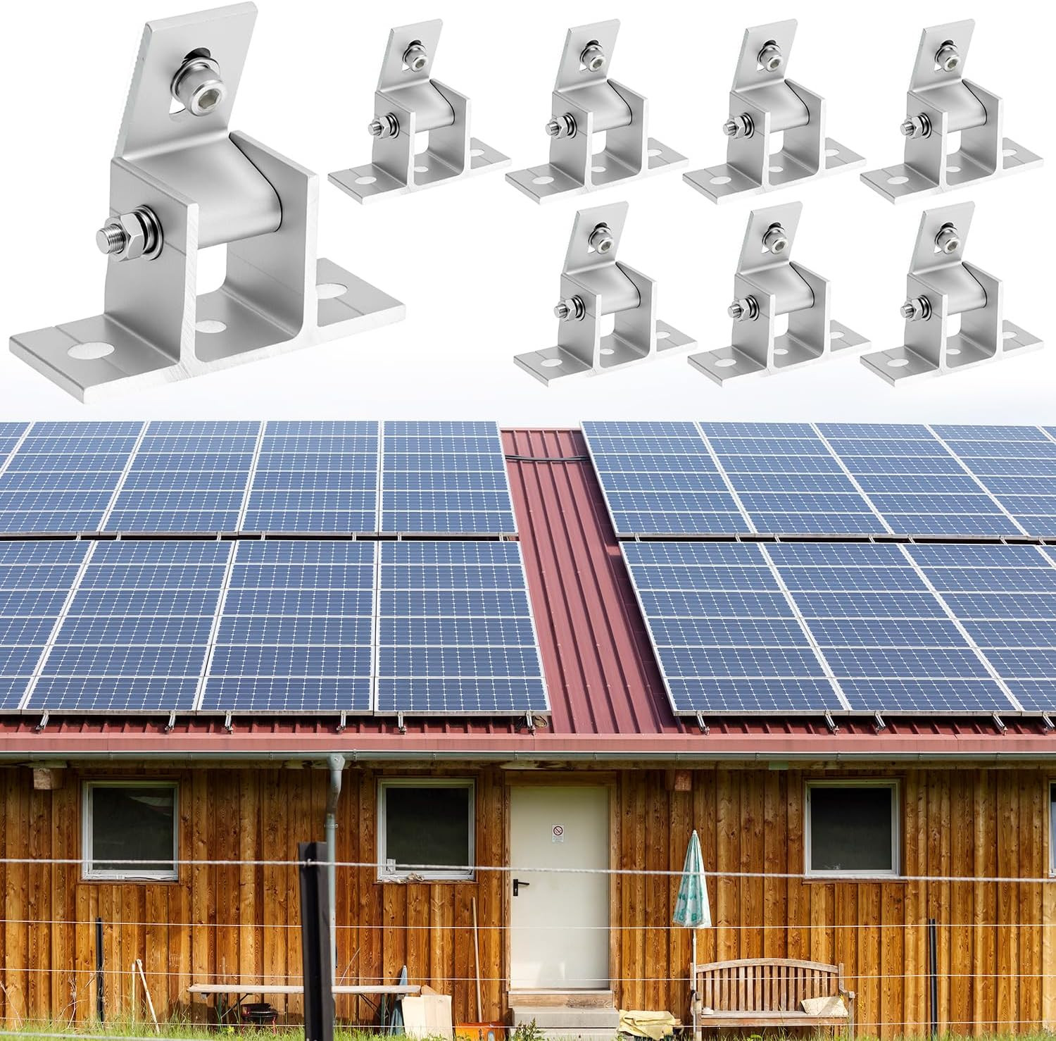 8Pcs Adjustable Solar Panel Mounting Brackets Aluminum Alloy Tilt Roof Mount