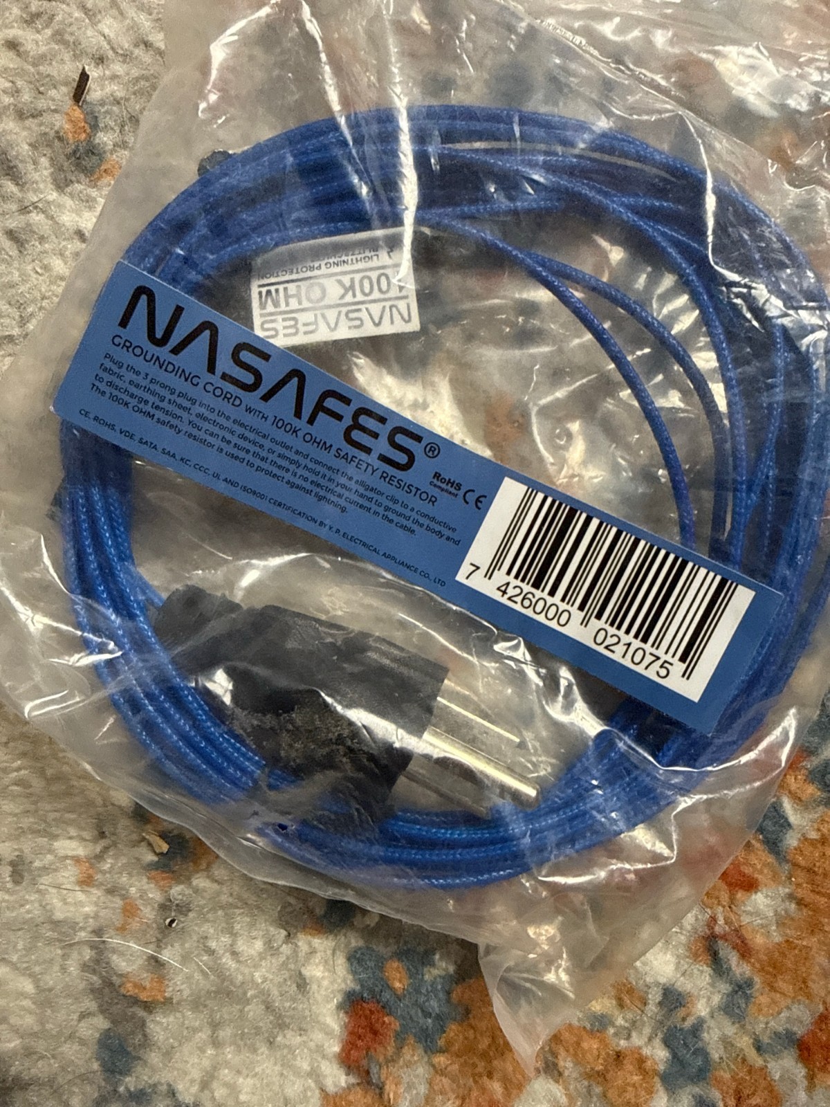 NASAFES Grounding Cord 16.4 ft 100K Ohm 7426000021075