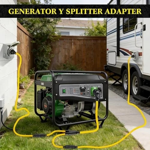 2.5 ft 30 Amp Generator Y Splitter Adapter Cord TT-30P to L5-30R & L14-30R