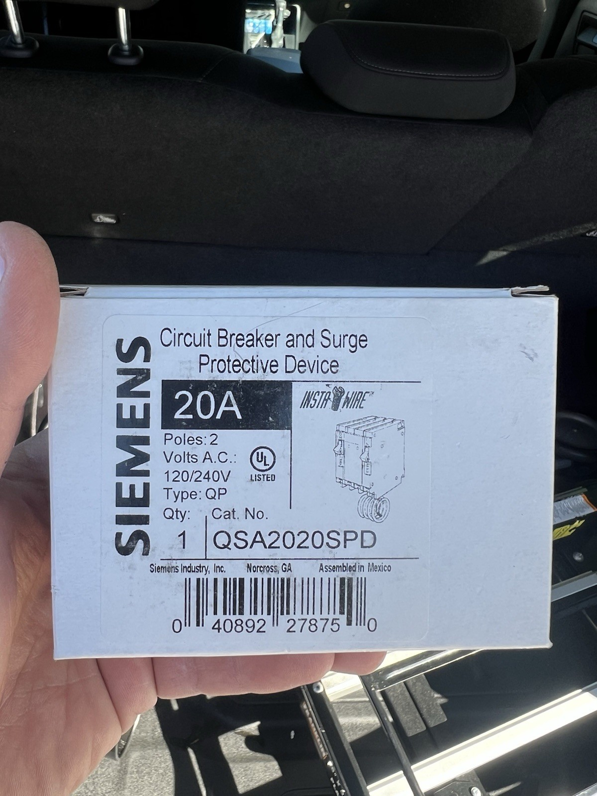 SIEMENS QSA2020SPD 120V SURGE PROTECTOR W/2 20A 1-POLE BREAKERS NIB