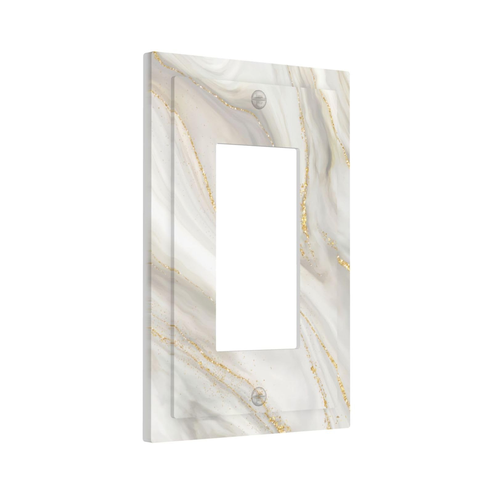 White Gray Gold Marble 1 Gang Single Rocker Light Switch Cover Decorative Wal…