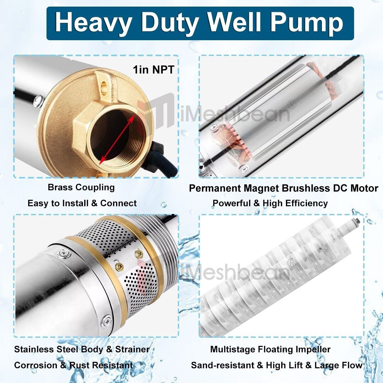 2″ OD Solar Pump Submersible Pump Bore DC24V 250W Deep Well Pump+MPPT Controller