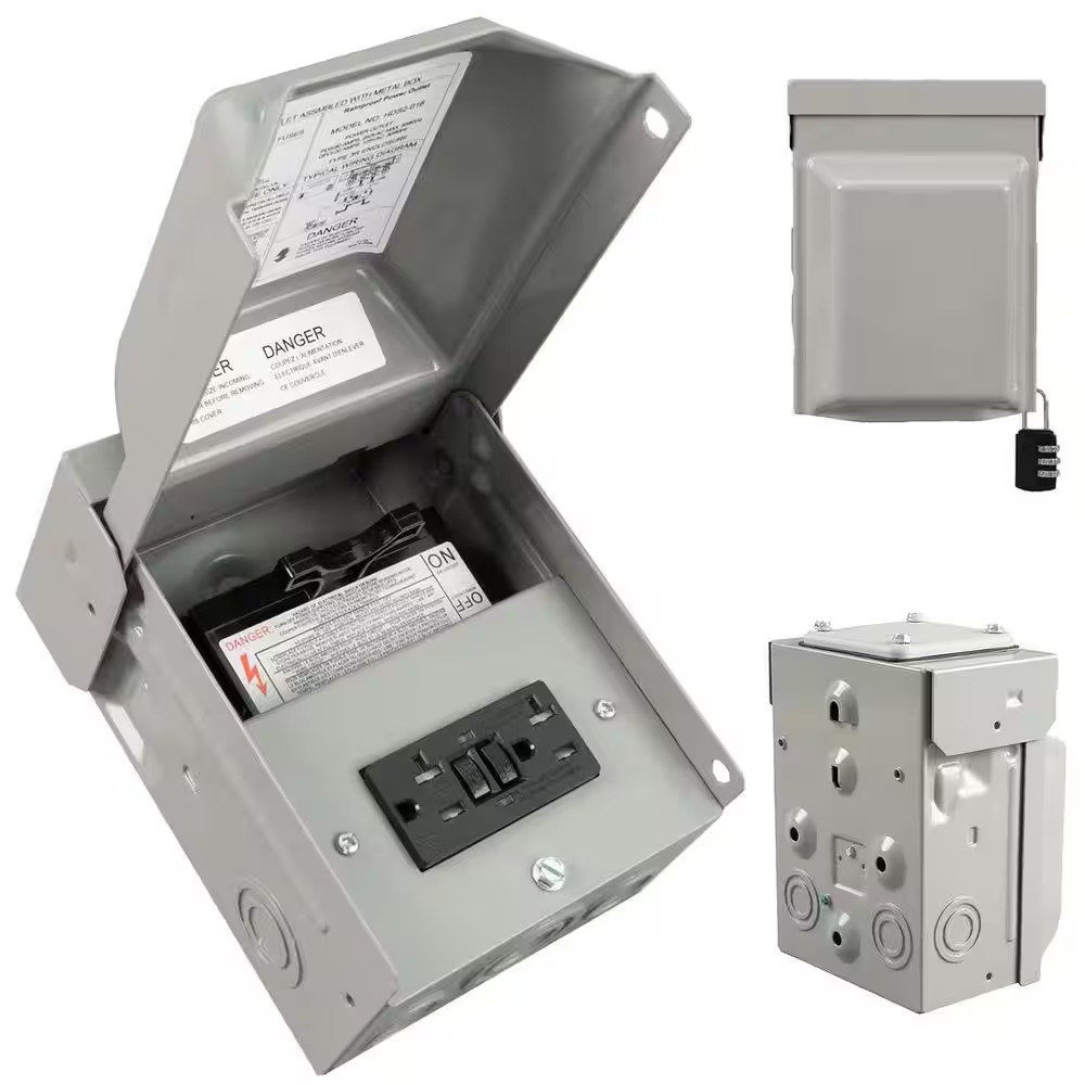 20 Amp Outdoor GFCI Outlet Box with Pullout Disconnect Switch, 125V ETL Listed W