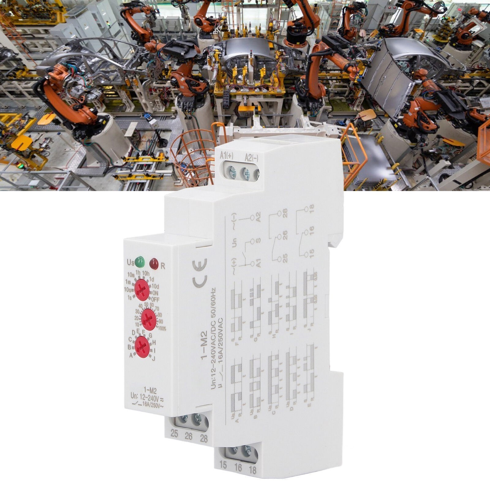 Time Relay Multifunctional Normally Open DIN Rail Delay Timer Switch AC DC