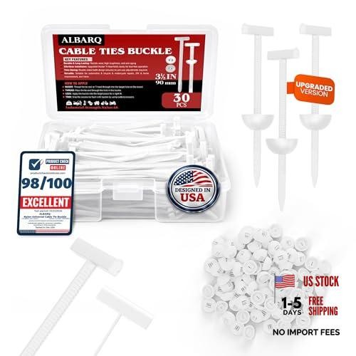30 Pcs Upgrade Nylon Universal Cable Tie Buckle with Clear Storage 30 Pcs White