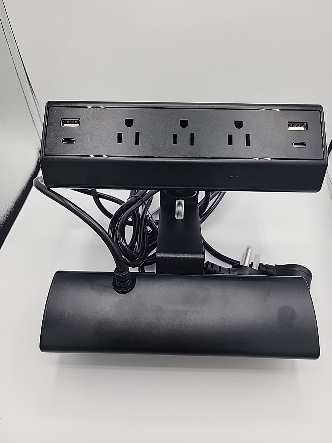 2 in 1 Desk clamp power strip with USB C and A dual layer desktop edge