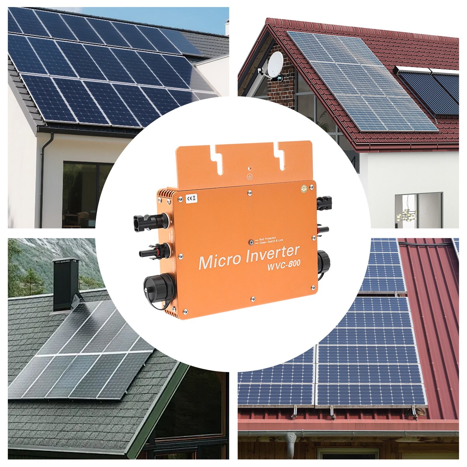 800W Micro Solar Power Inverter MPPT LCD Display 120V/230V Output 32A 22-50V DC