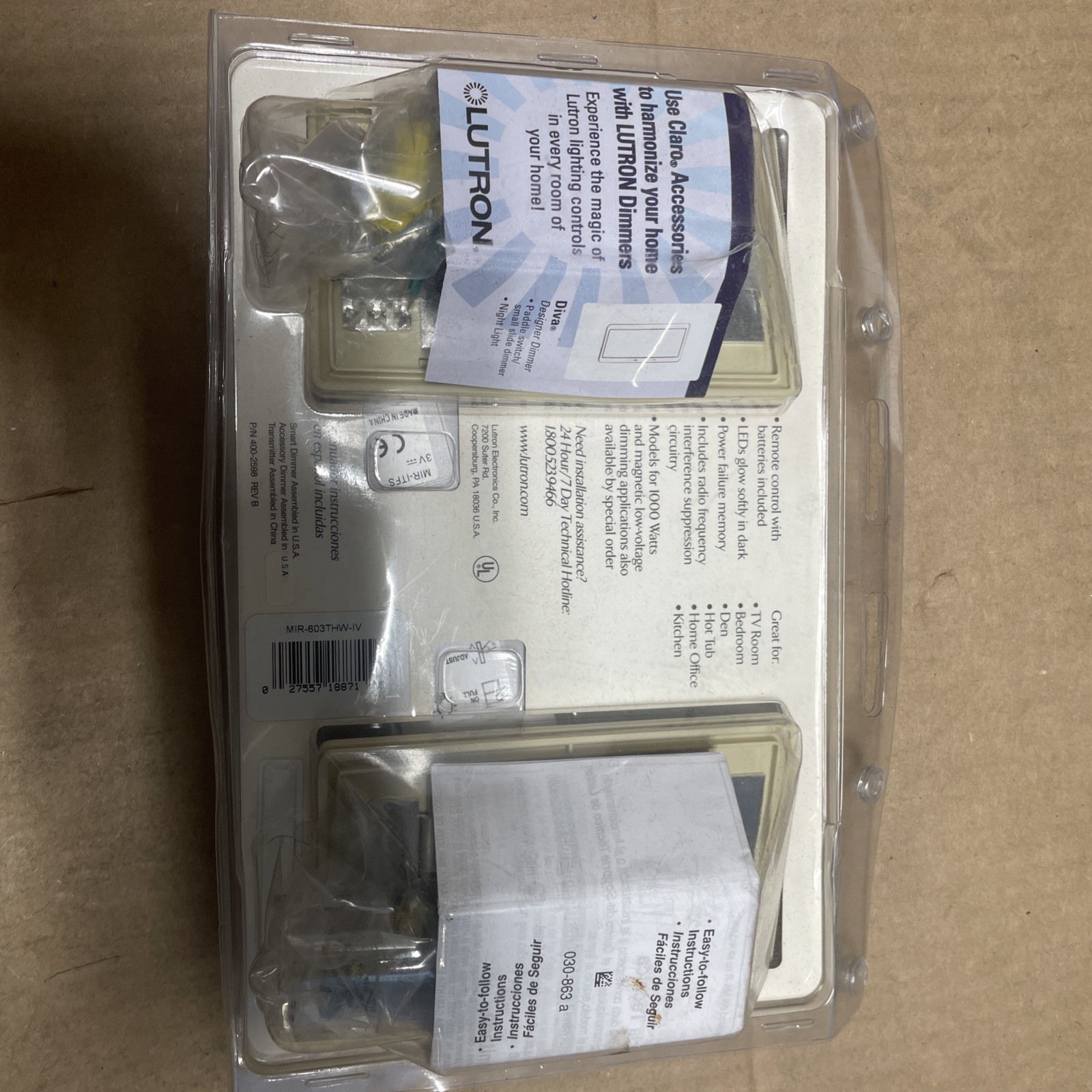 NEW Lutron IR MIR-603THW-IV Remote Digital Dimmer Maestro Infrared IVERY Smart