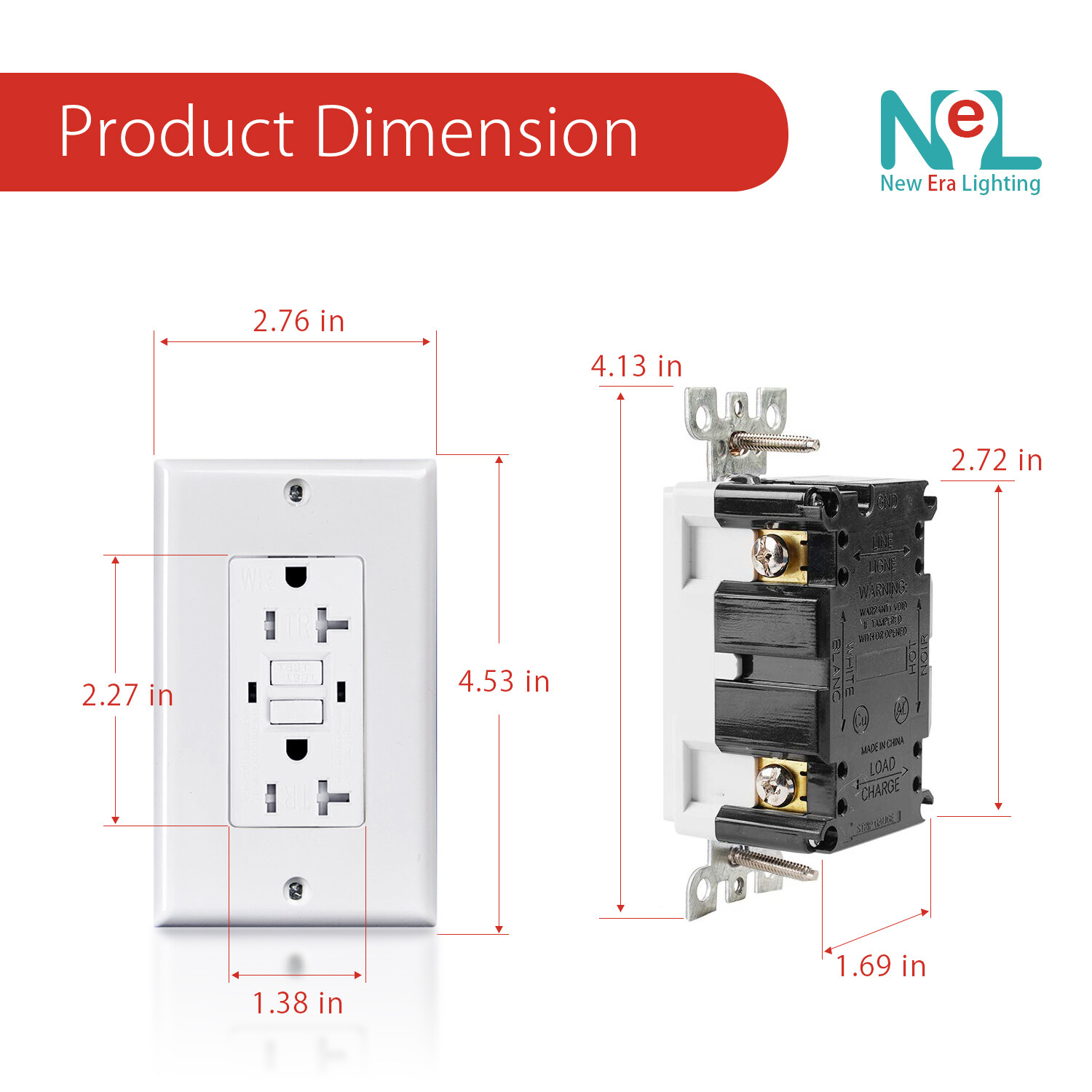 15A/20A GFCI GFI Safety Outlet Receptacle, Tamper and Weather Resistant, White