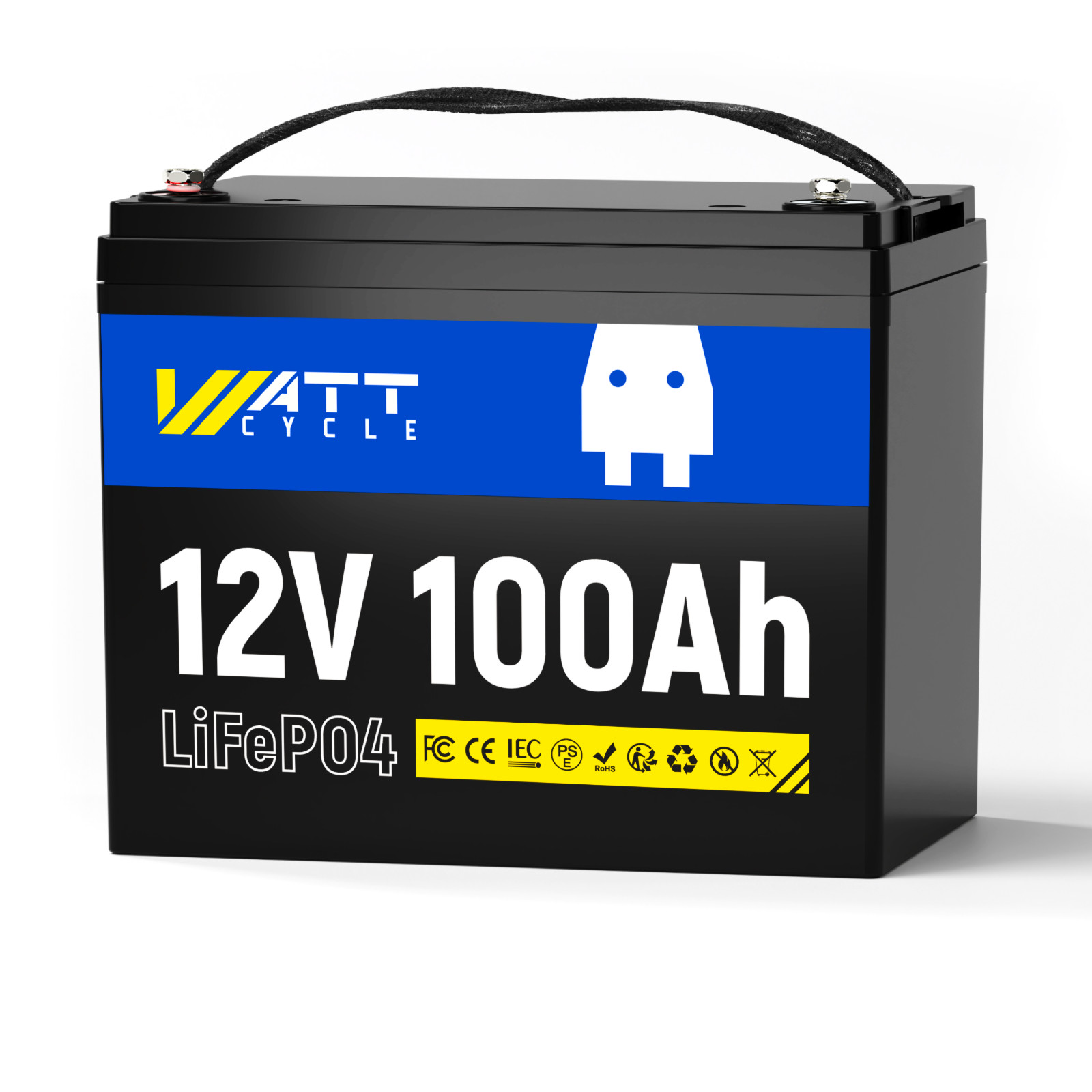 Wattcycle 12V 100Ah Lithium Battery Deep Cycle with BMS for RV Solar Off-Grid