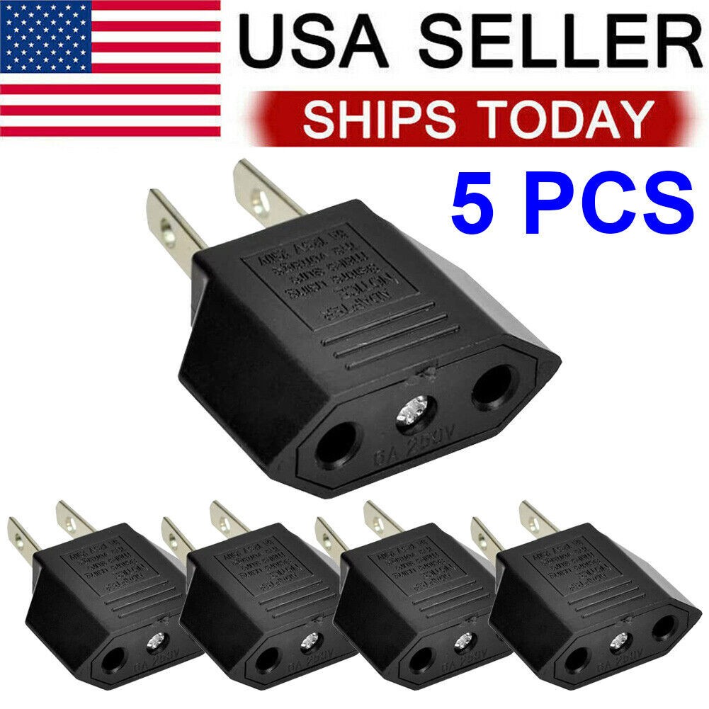5-100x New EU Europe to US USA Power Jack Wall Plug Converter Travel Adapter