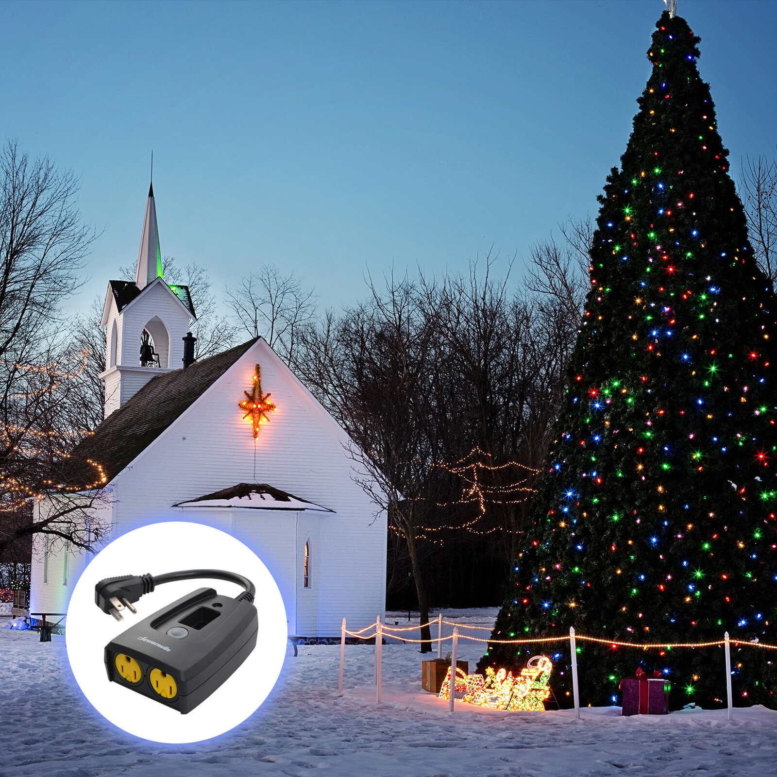 DEWENWILS Outdoor Light Timer Dusk to Dawn Plug in Countdown Timer with 2 Outlet
