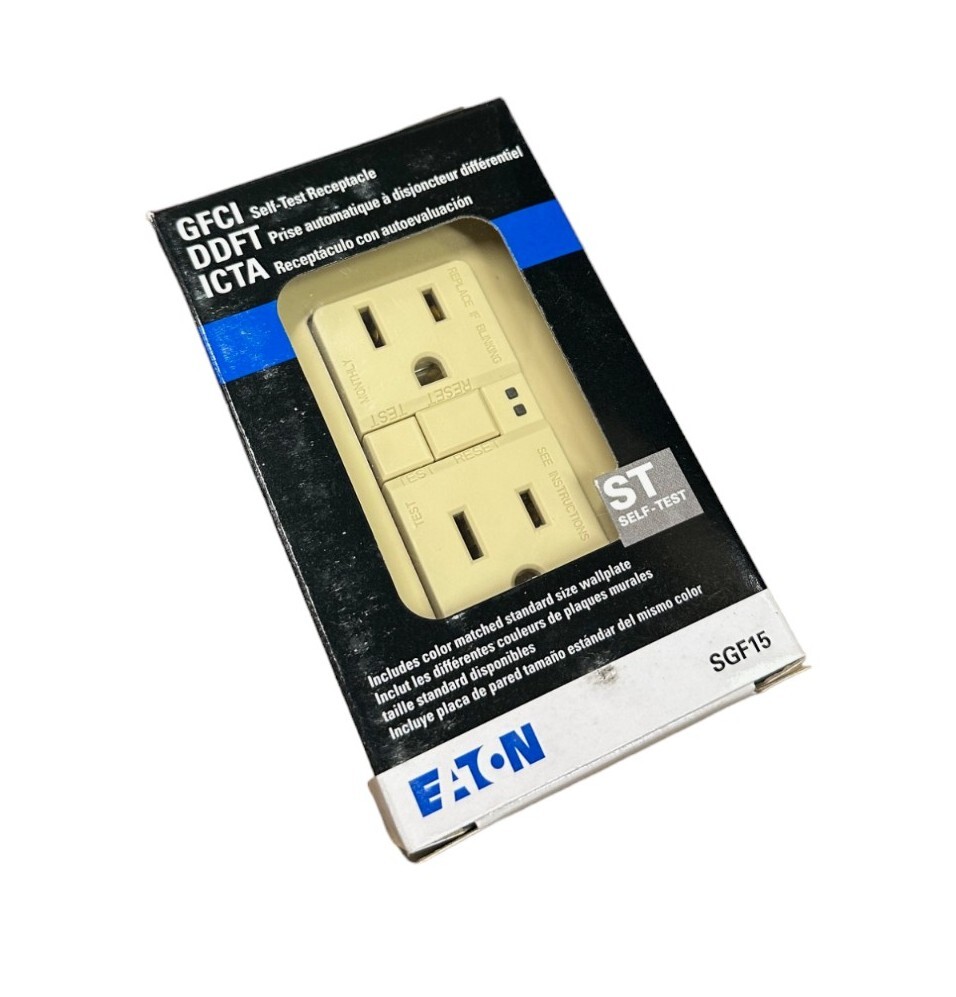 Eaton SGF15V-SP GFCI Self-Test Receptacle, Ivory **SALE**