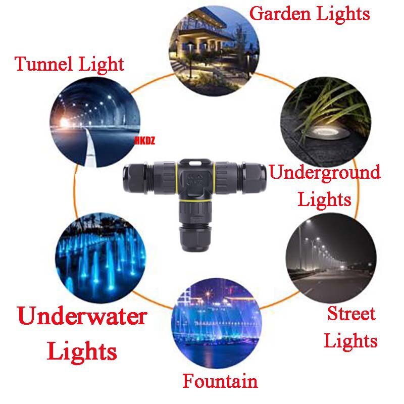 T-Type Waterproof Junction Box Case Electrical Cable Wire Connector Outdoor IP68