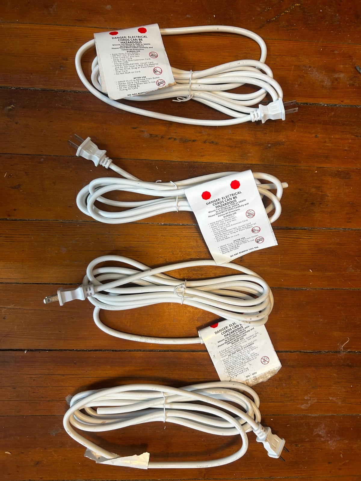 2-Wire Polarized Replacement Cord, Unbranded, 7 feet, White. Lot of 4.