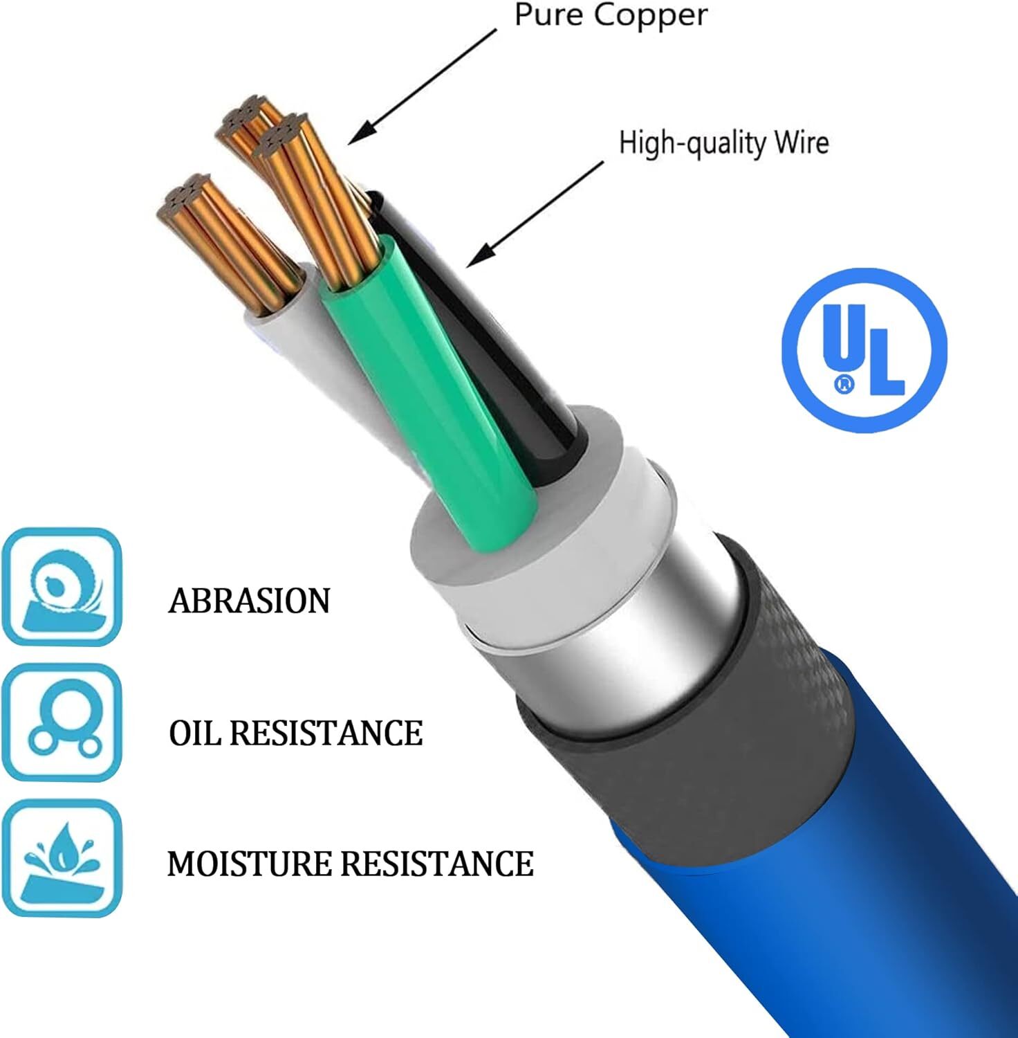 Welder Extension Cord, Heavy Duty 25 Feet 6-50 Nema R Plug Lighted Welding Cord