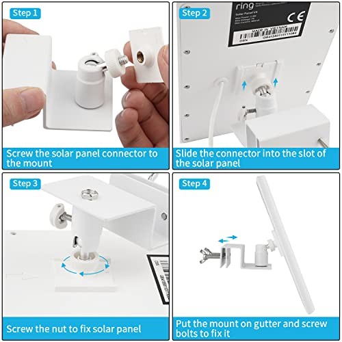 Gutter Mount for Solar Panel, Adjustable Weatherproof Aluminum Alloy White