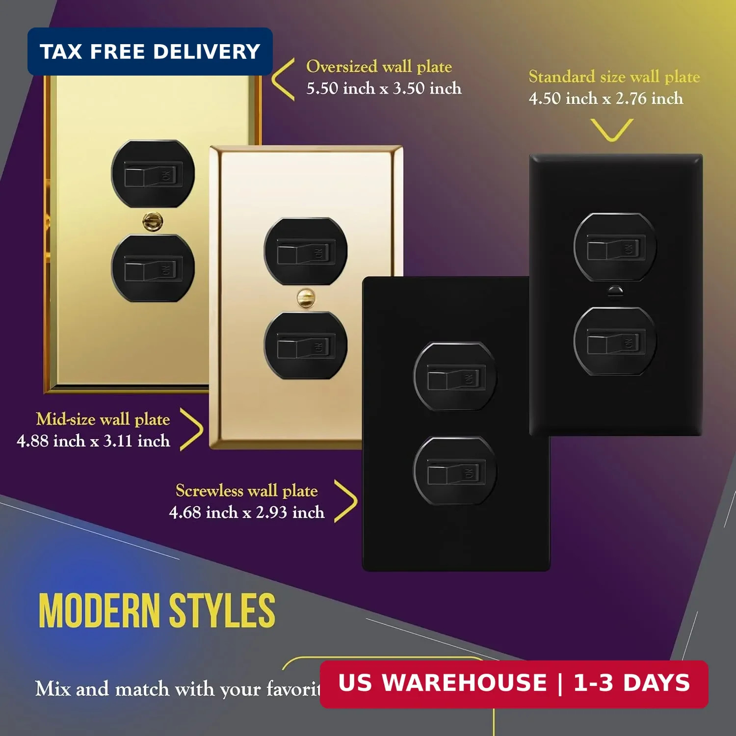 Black Double Toggle Light Switch 15A 120V UL Listed Residential Grade 82150-BK