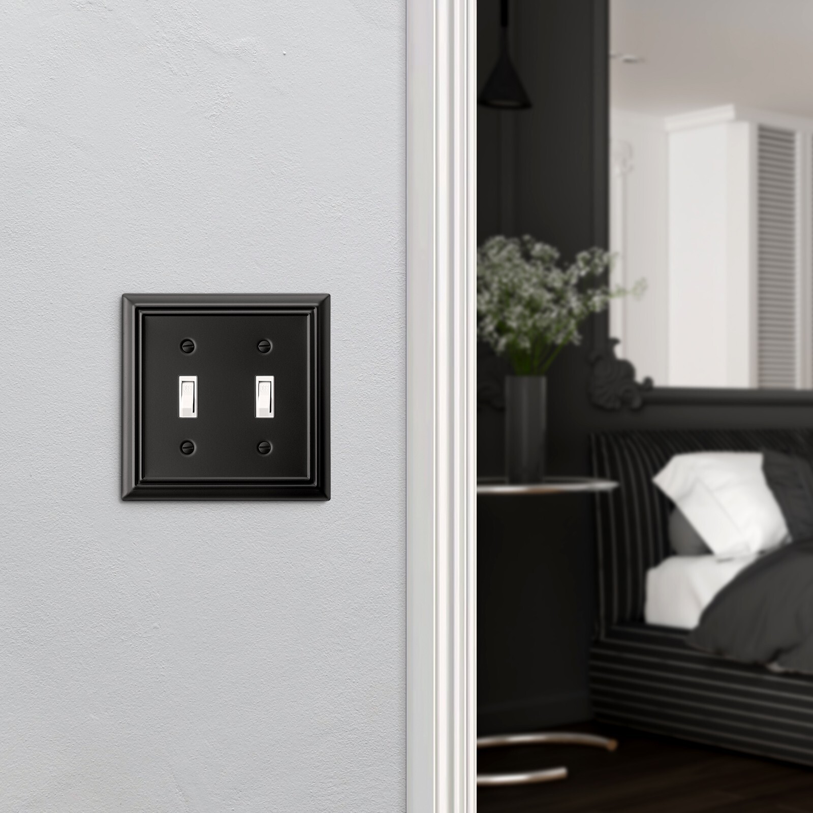 DEWENWILS Metal Outlet Cover, Standard Size Switch Cover, 4 Pack, Black
