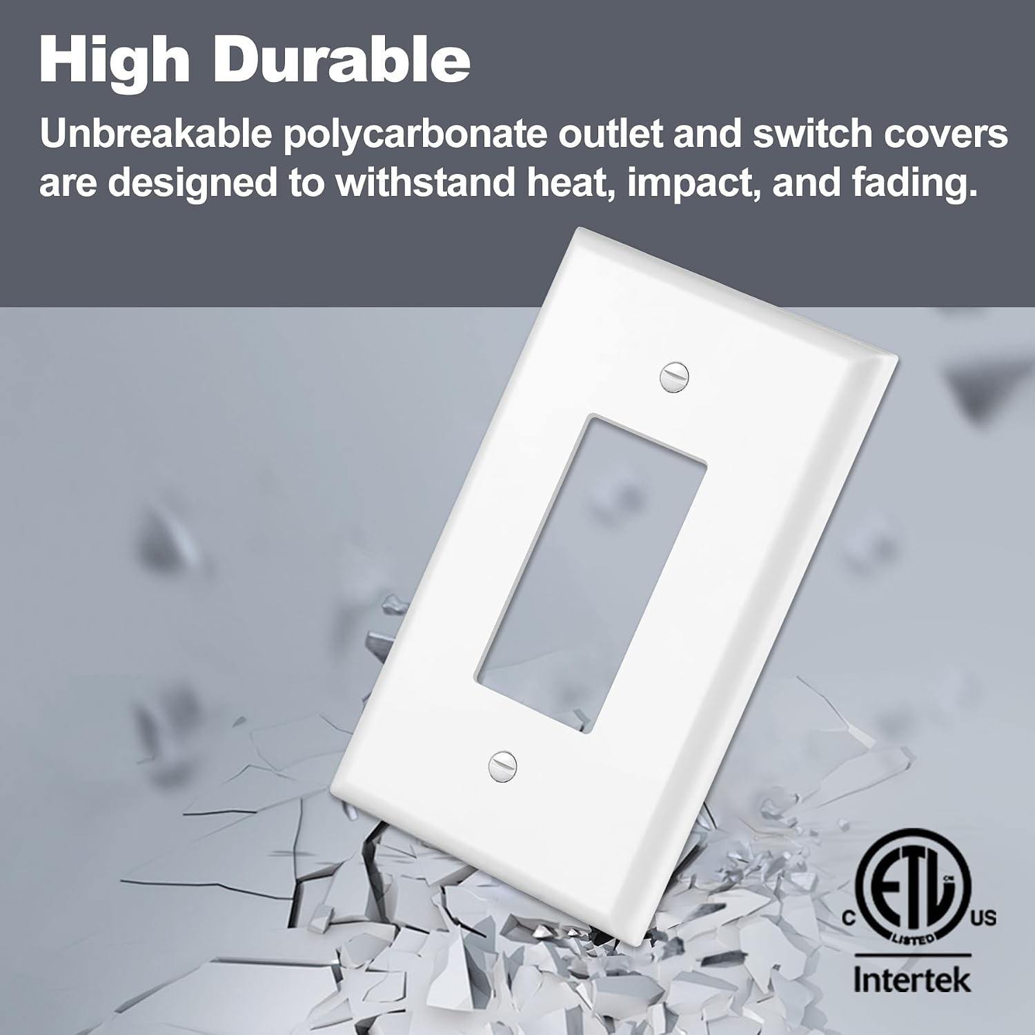 10 Pack Oversize Wall Plate, 1-Gang Decorator Receptacle Cover, Polycarbonate