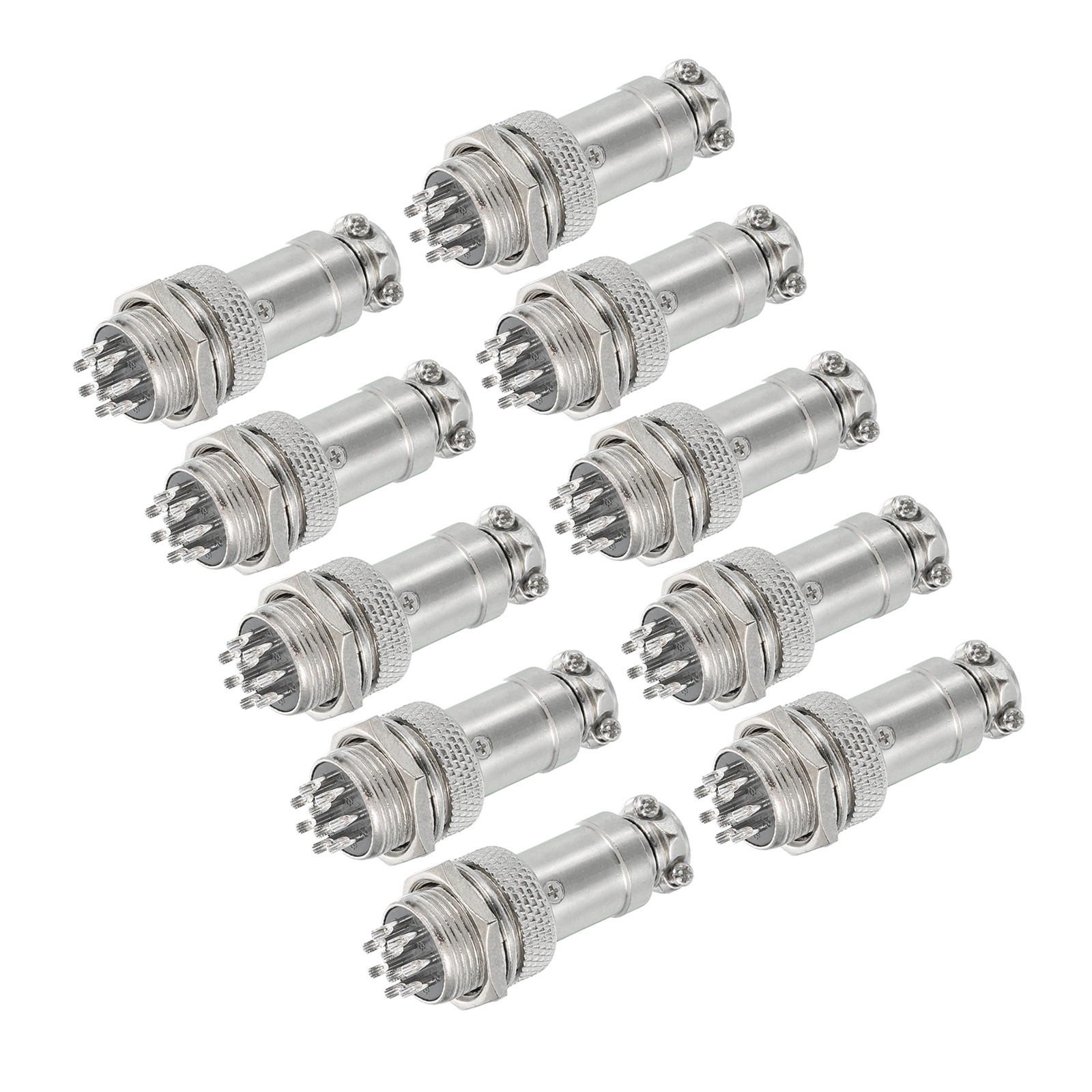 10Pcs 9 Pin Aviation Connector 250V 15A 16mm Metal Circular Connector Silver