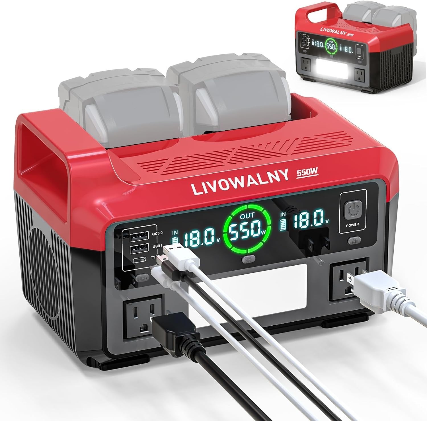 Portable 550W Power Station for Milwaukee 18V Battery
