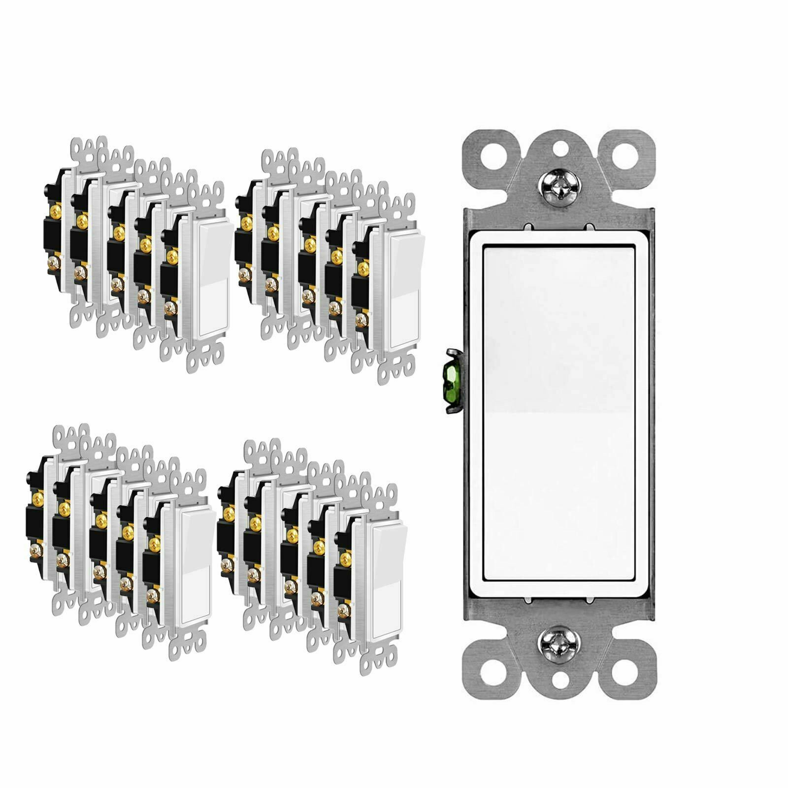 20 Packs Decorative Single Pole Light Switch Wall Paddle Rocker ON/OFF UL Listed