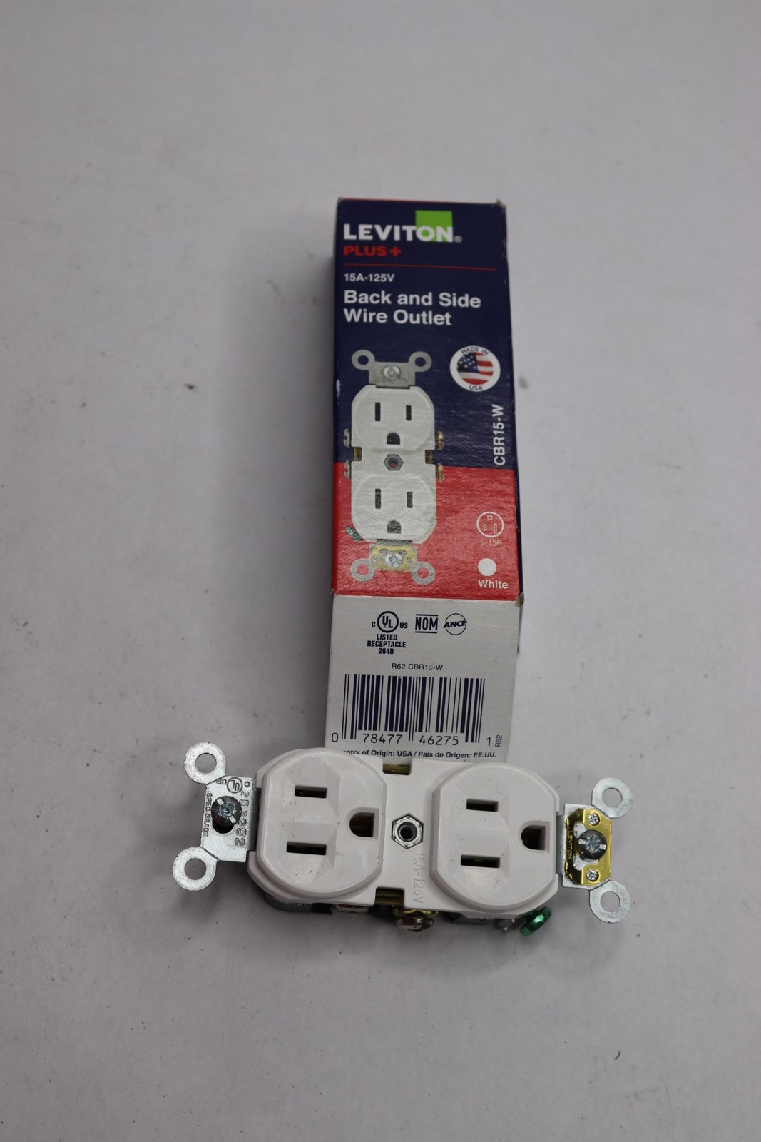 Leviton Thermoplastic Indoor Grounded Outlet White 15 Amp 125V CBR15-W
