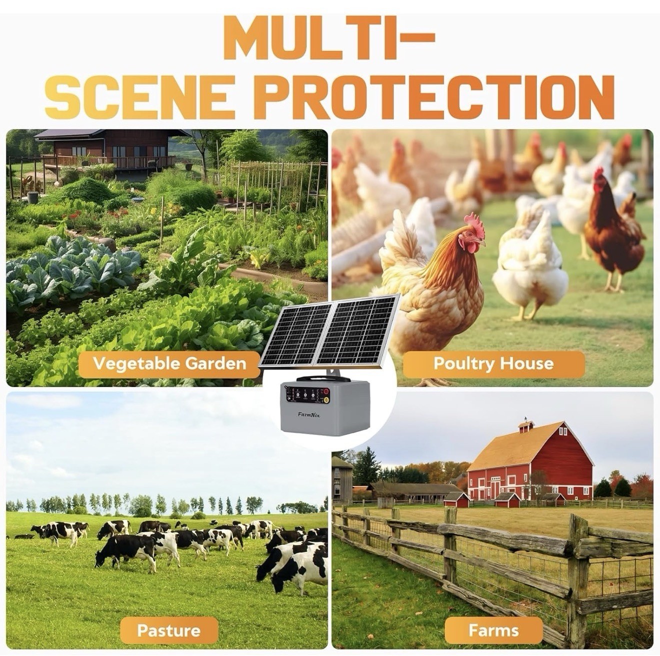 Electric Solar Fencer Kit 30Miles Solar Fence Charger W/Pre-Installed Battery