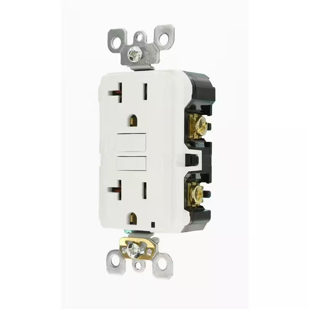 20 Amp Self-Test Smartlockpro Slim GFCI Duplex Outlet, White (3-Pack) GFNT2-3W