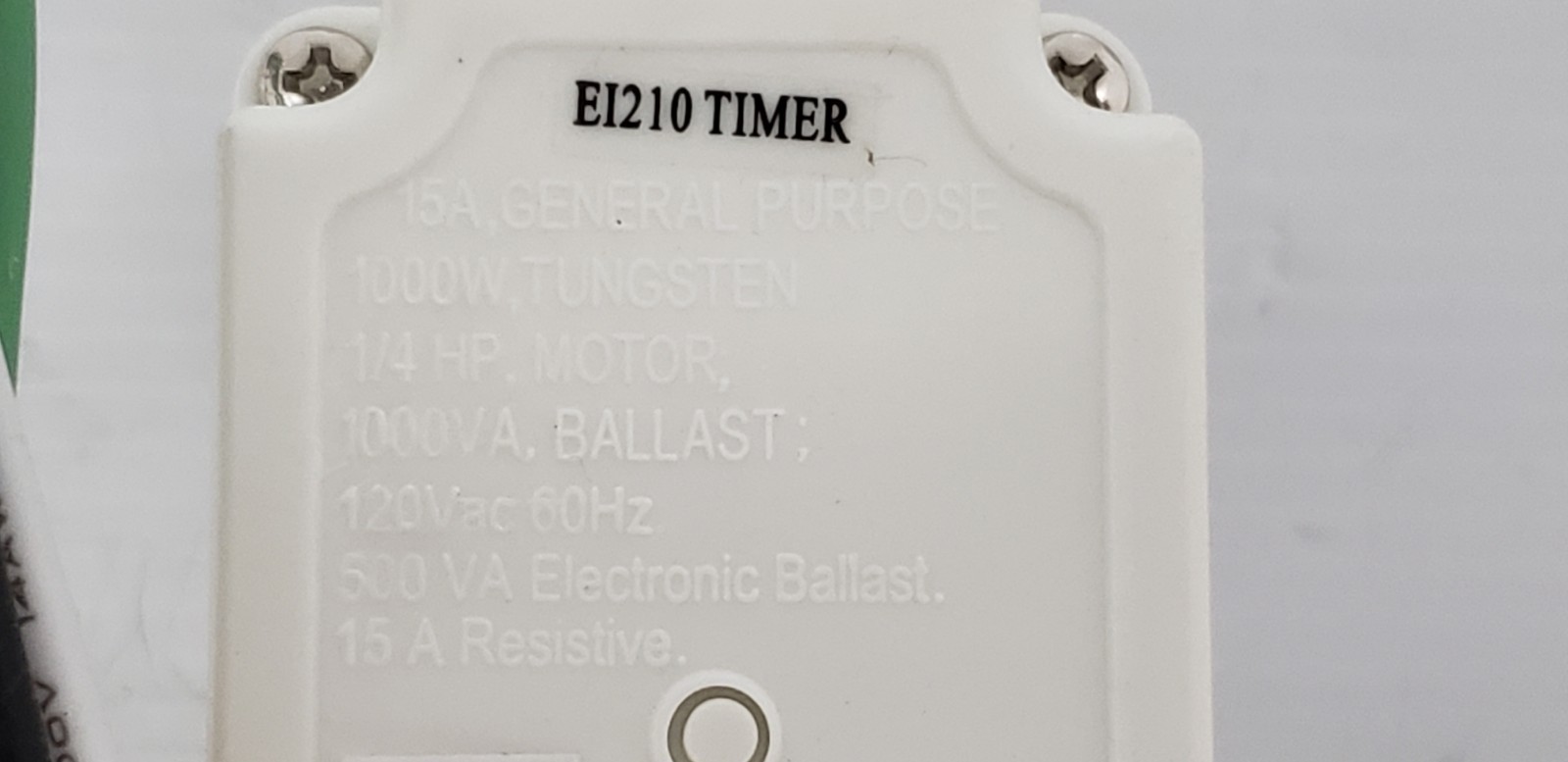 INTERMATIC EI210W (EI210) ELECTRONIC COUNTDOWN TIMER, 10-60 MIN, 15A 120VAC, NIB