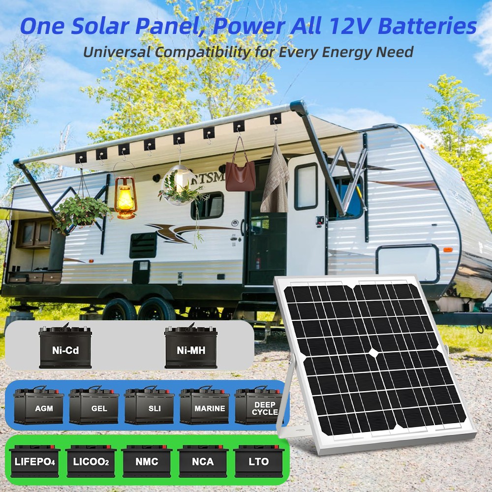 50W 12V Solar Panel Trickle Charger Battery Charger Kit Maintainer Boat Car RV