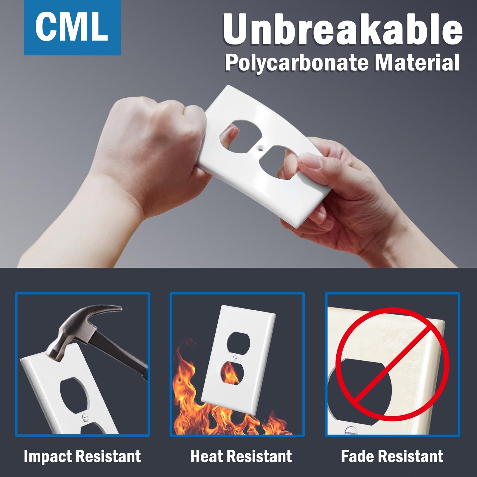CML Oversized Duplex Outlet Covers, 6 Pack Jumbo Electrical Outlet Wall Plate…
