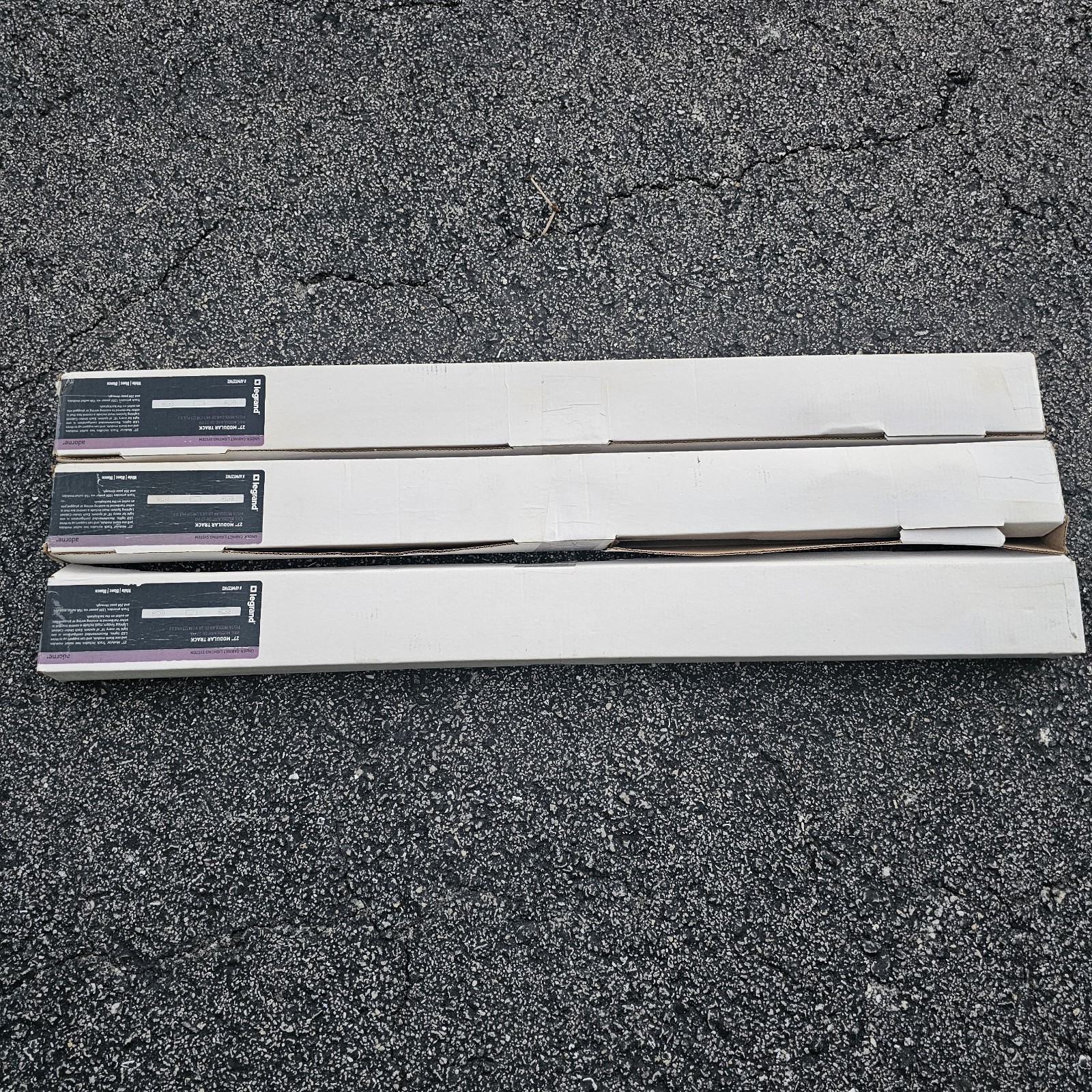 Lot Of 3 Legrand Adorne 27 in. Modular Track Under Cabinet System White APMT27W2