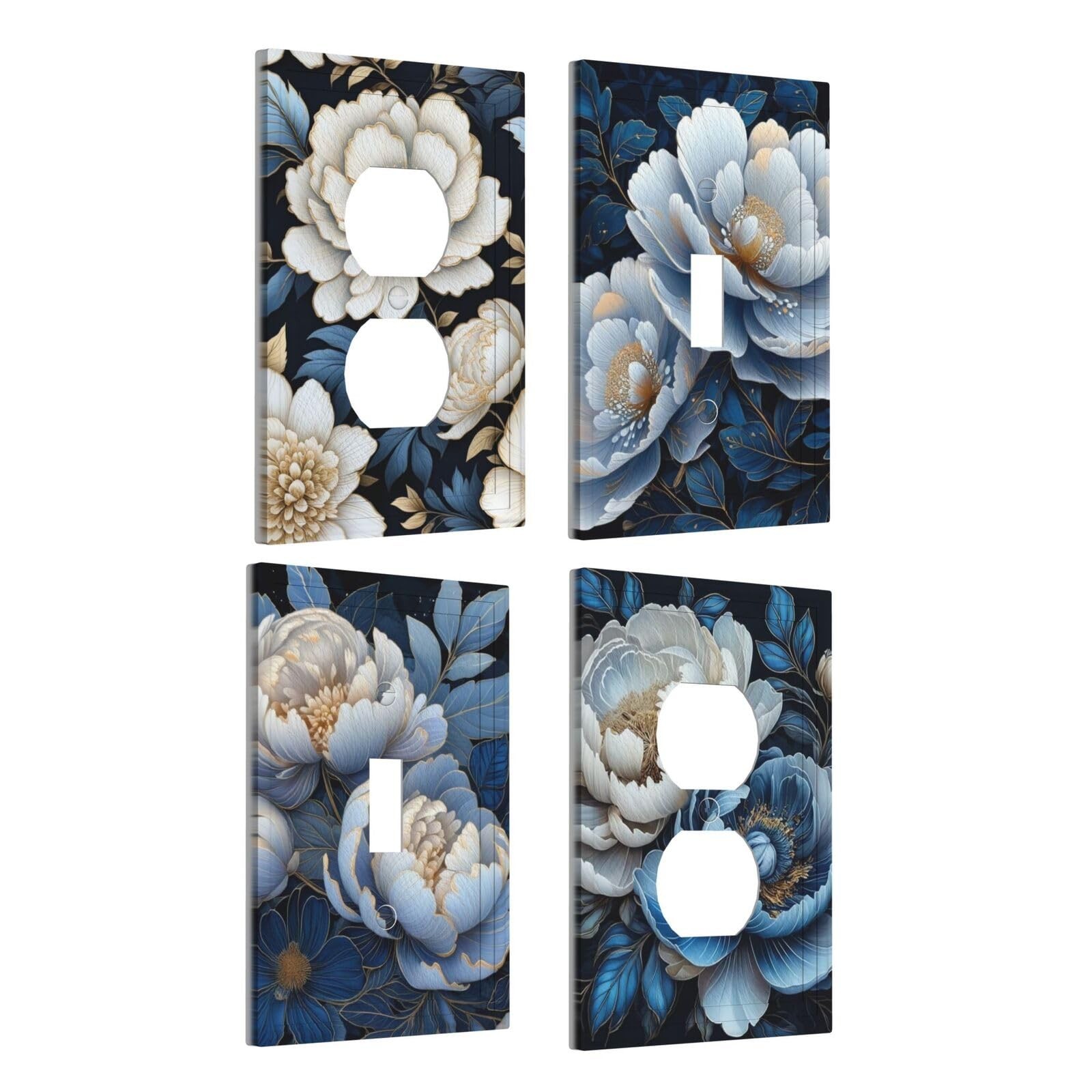 Decorative Art Light Switch Covers Blue Blooming Flowers 1 Gang Single Toggle…