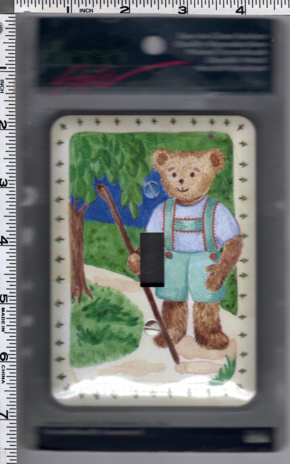 Hiking Bear AmerTac Deco Style Decorative Wallplate 125T Steel Single Toggle