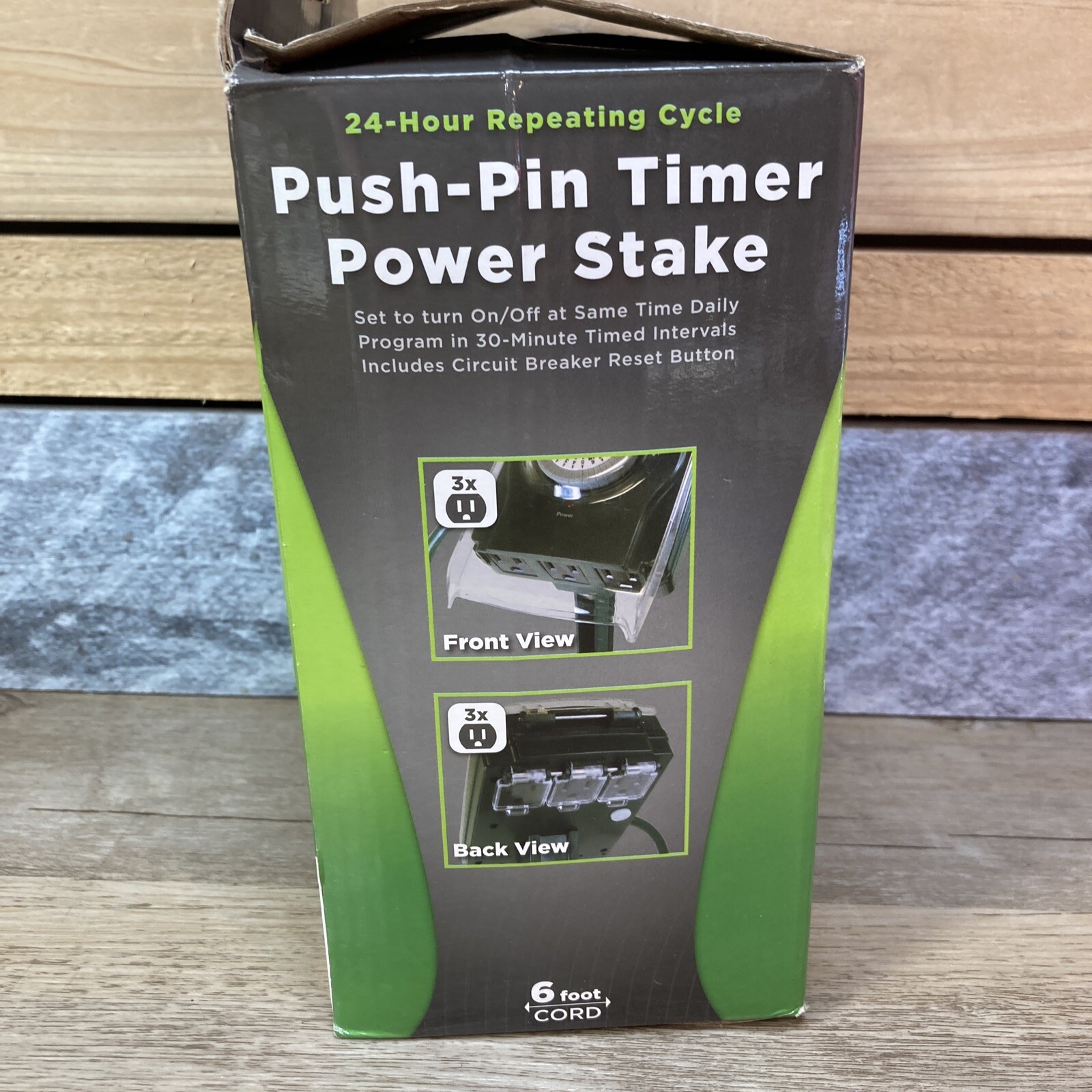 Outdoor Power Stake Timer 7 days Waterproof 6 Grounded Outlets Weatherproof