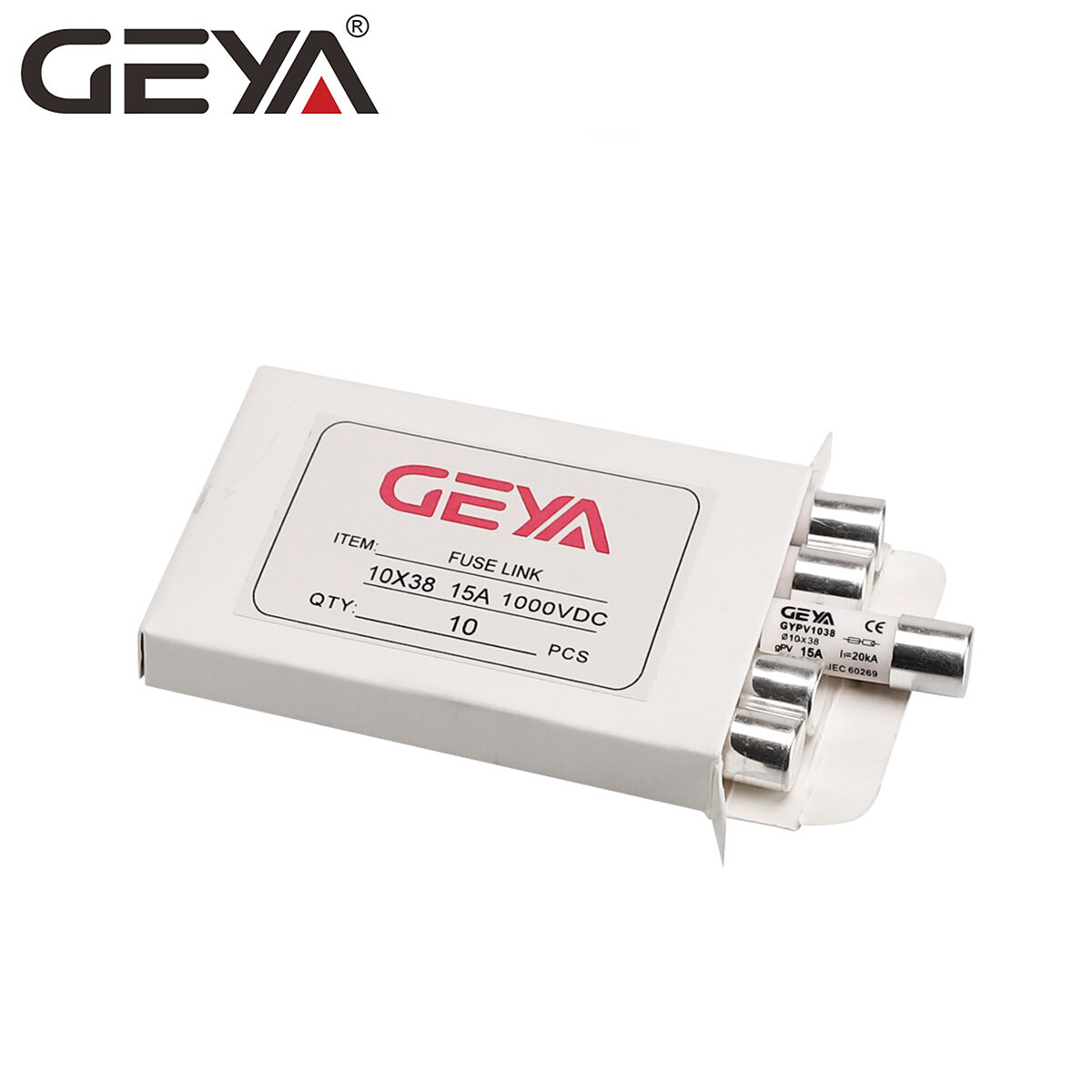 GEYA Solar PV 1/2Pole Fuse & Holder DC Protection 2-30Amp 10*38mm 20kA 1000VDC