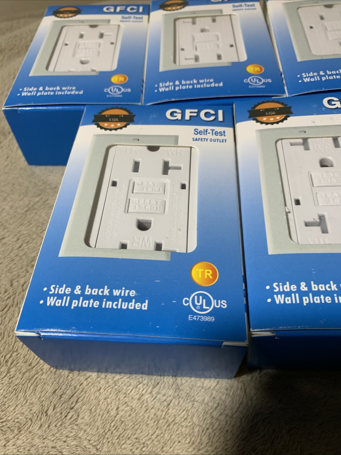 5 Pack GFCI Outlet 20 Amp Outdoor Weatherproof Tamper Resistant Self Test White