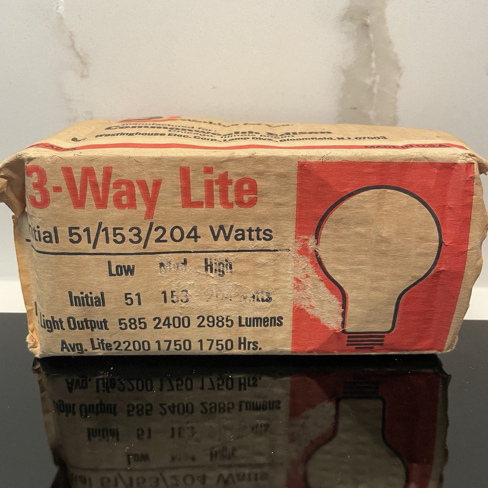 3-way Comed 51/153/204 Watt Light Bulb Com Ed Commonwealth Edison Westinghouse