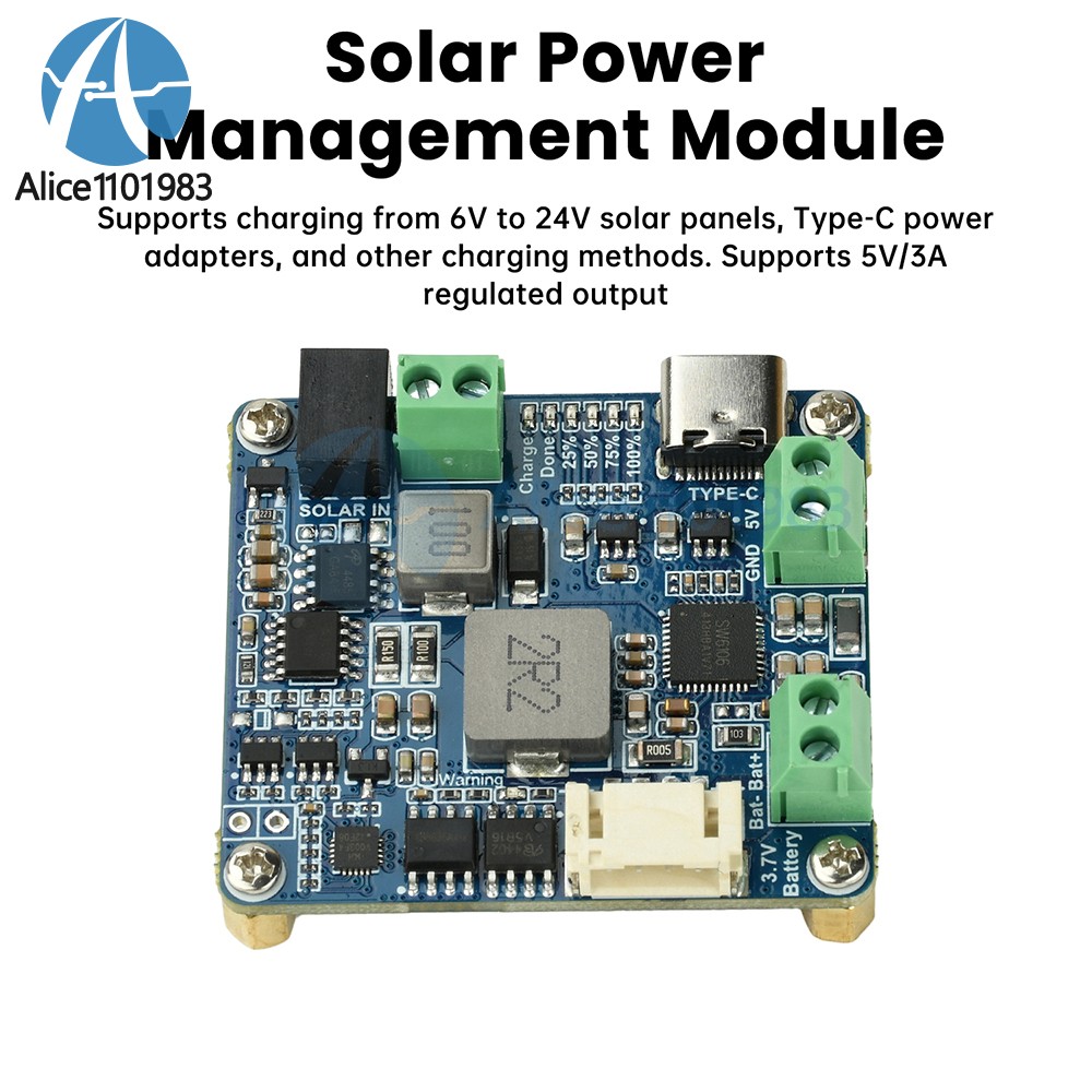 6-24V Solar Panel Power Management Module 5V 3A Supports MPPT, PD QC FCP SFCP