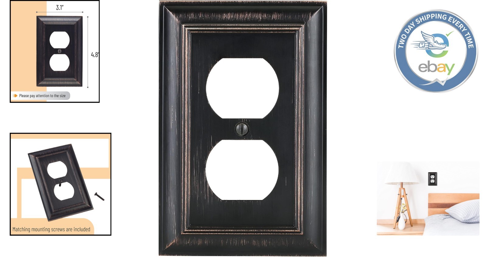 Heavy-Duty Bronze Duplex Outlet Cover – Fade-Resistant Metal Wall Plate, 1 Count