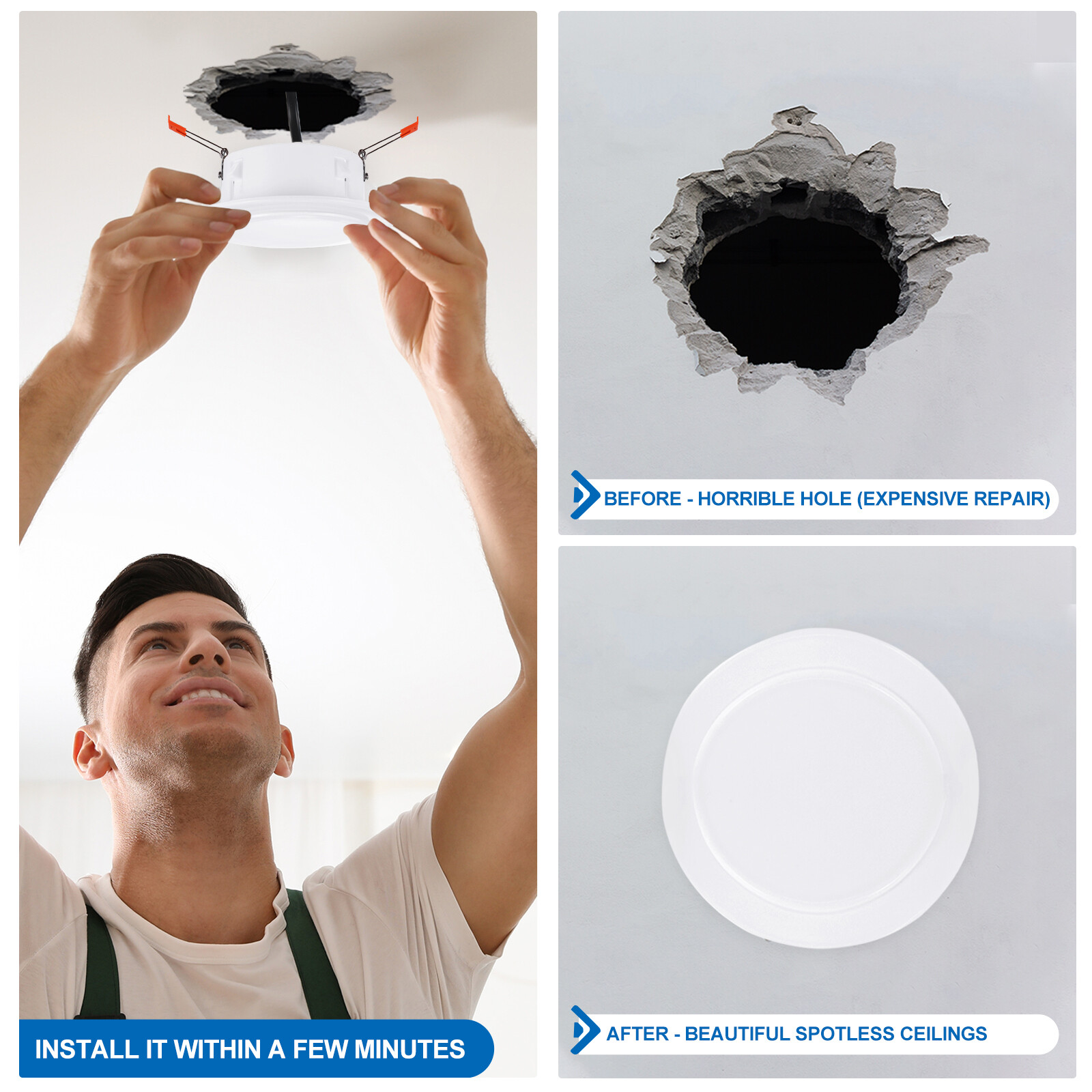 4″ Spring Ceiling Cover Plate Suitable for 4.1-4.9inch Round Hole White