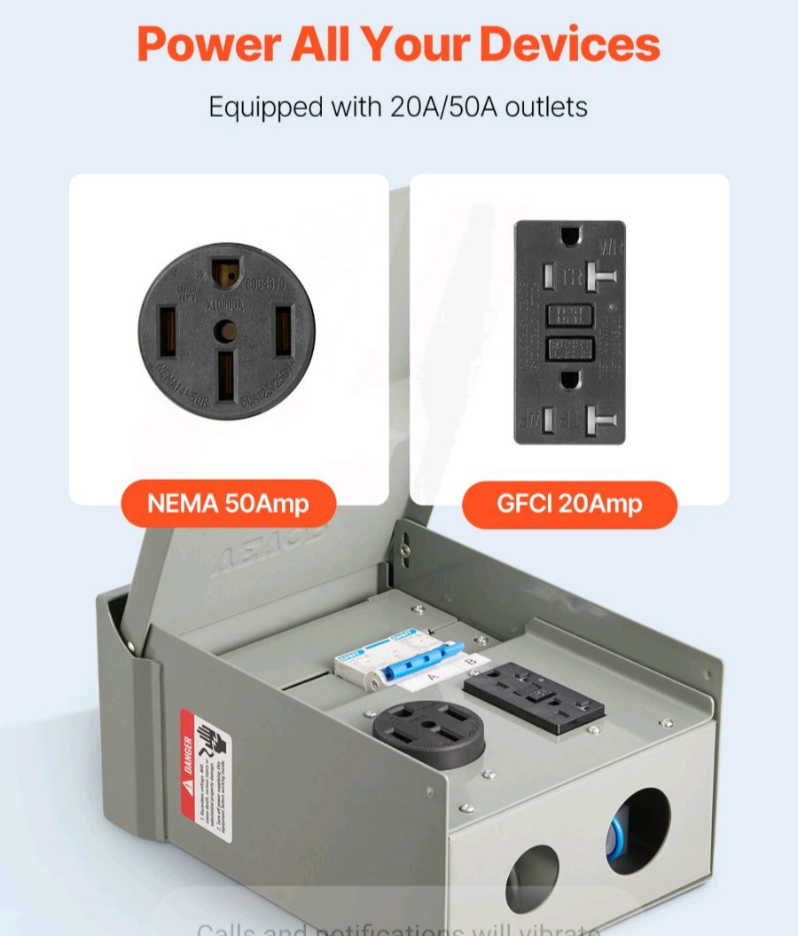 Temporary Power Outlet Panel RV Electrical Panel 20 50 Amp RV Outlet Box