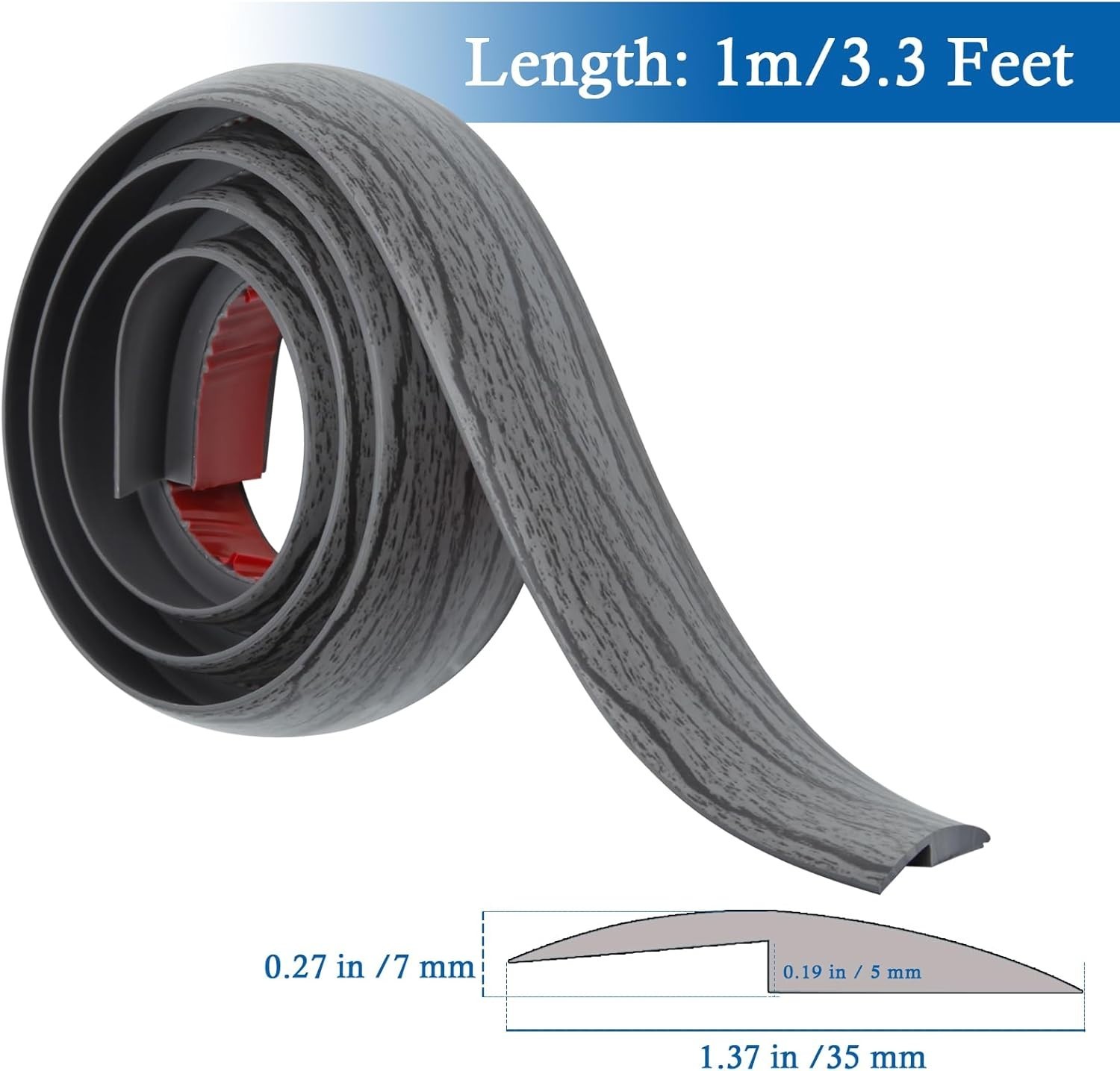 3.3Ft Durable Dark Gray Floor Transition Strip – Ideal for Under 5mm Heights