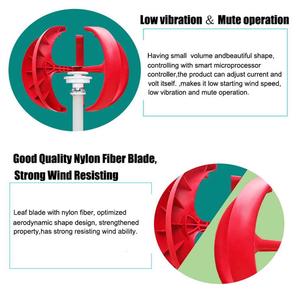 800W Wind Turbine Generator With 12V MPPT Controller Clean Energy Home Garden US