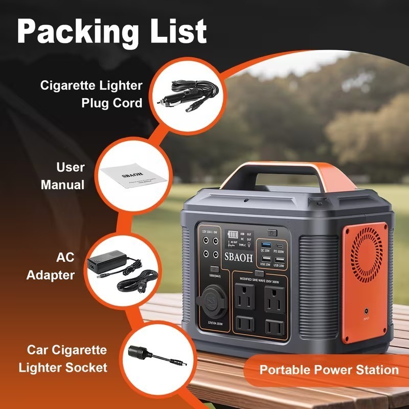 300W Portable Solar Power Generator Station Battery Charger Bank Camping