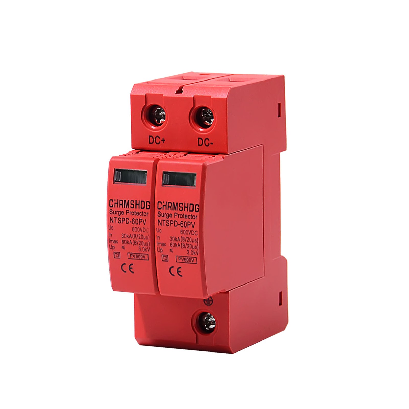 2P 60KA Voltage Surge Protector DC 600V/1000V Solar PV Lightning Arrester SPD