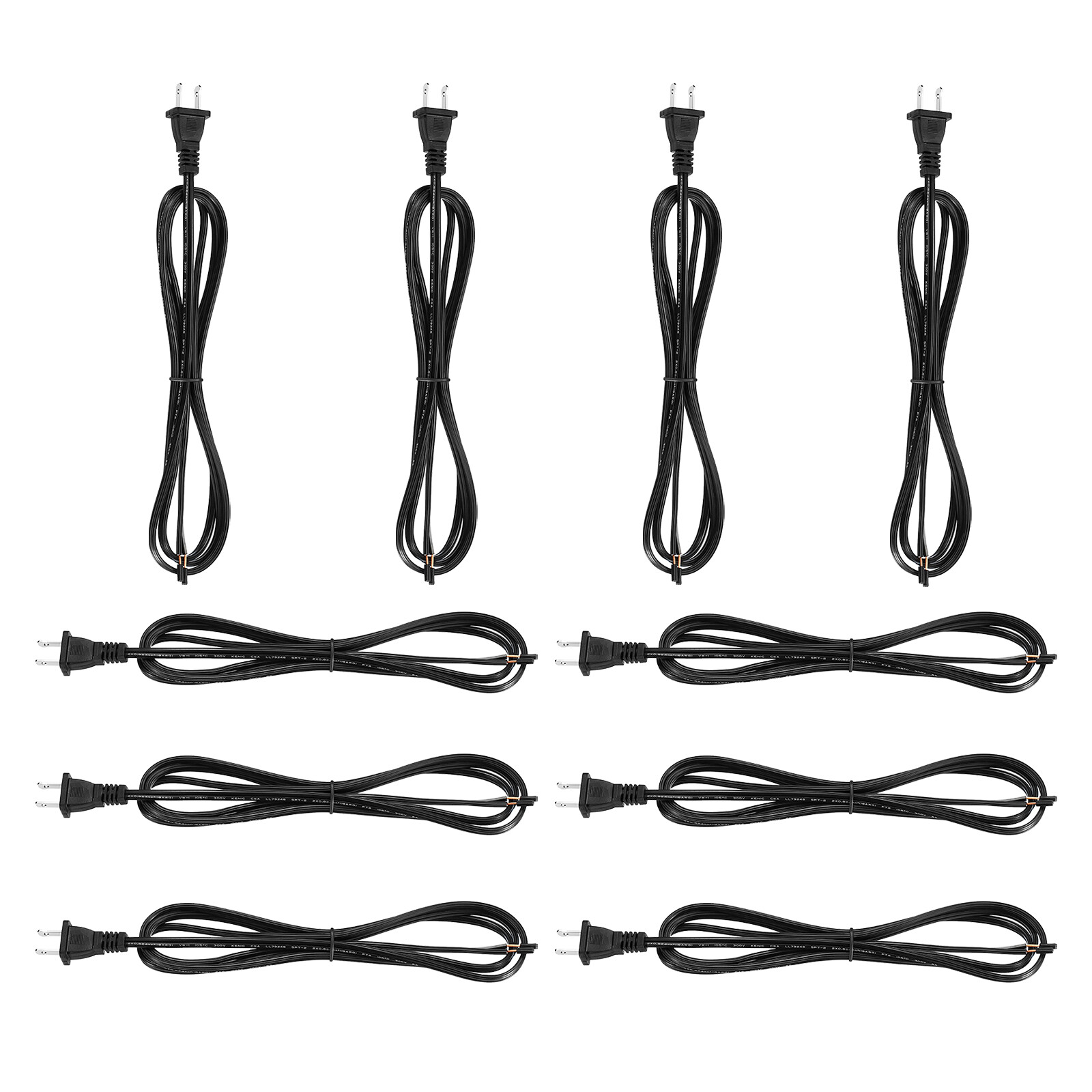 10 Pack 6 Feet Lamp Cord SPT-2 18AWG UL Listed Power Wire Black Lamp Cords