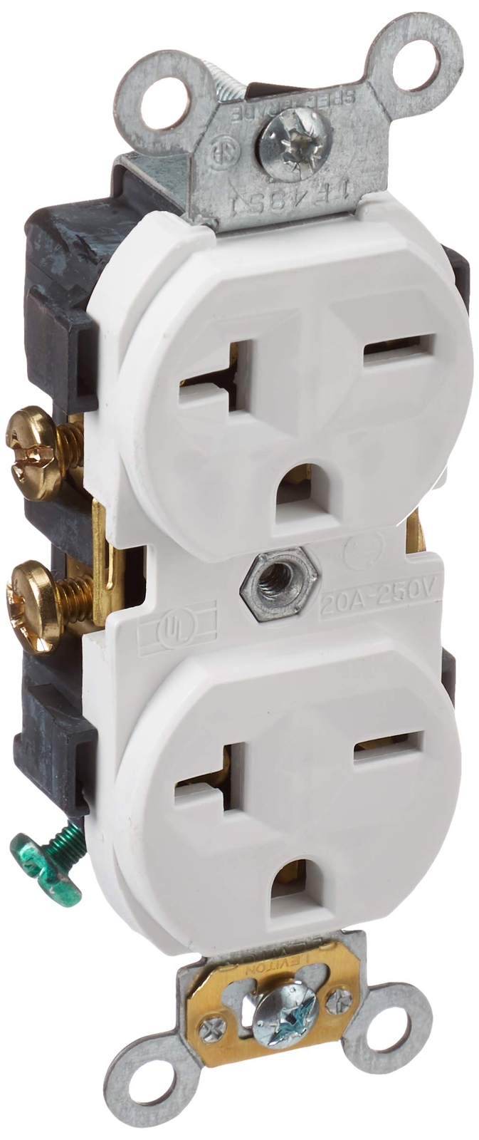 Leviton 20 Amp 250 Volt Narrow Body Duplex Electrical Outlet Commercial Grade…